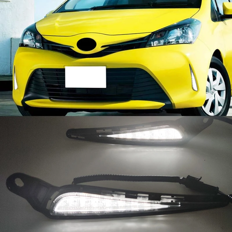 

Car Retrofit LED Daytime Running Lights DRL Turn Signal Lights Fog Lights For Toyota Vitz 2016 -2018