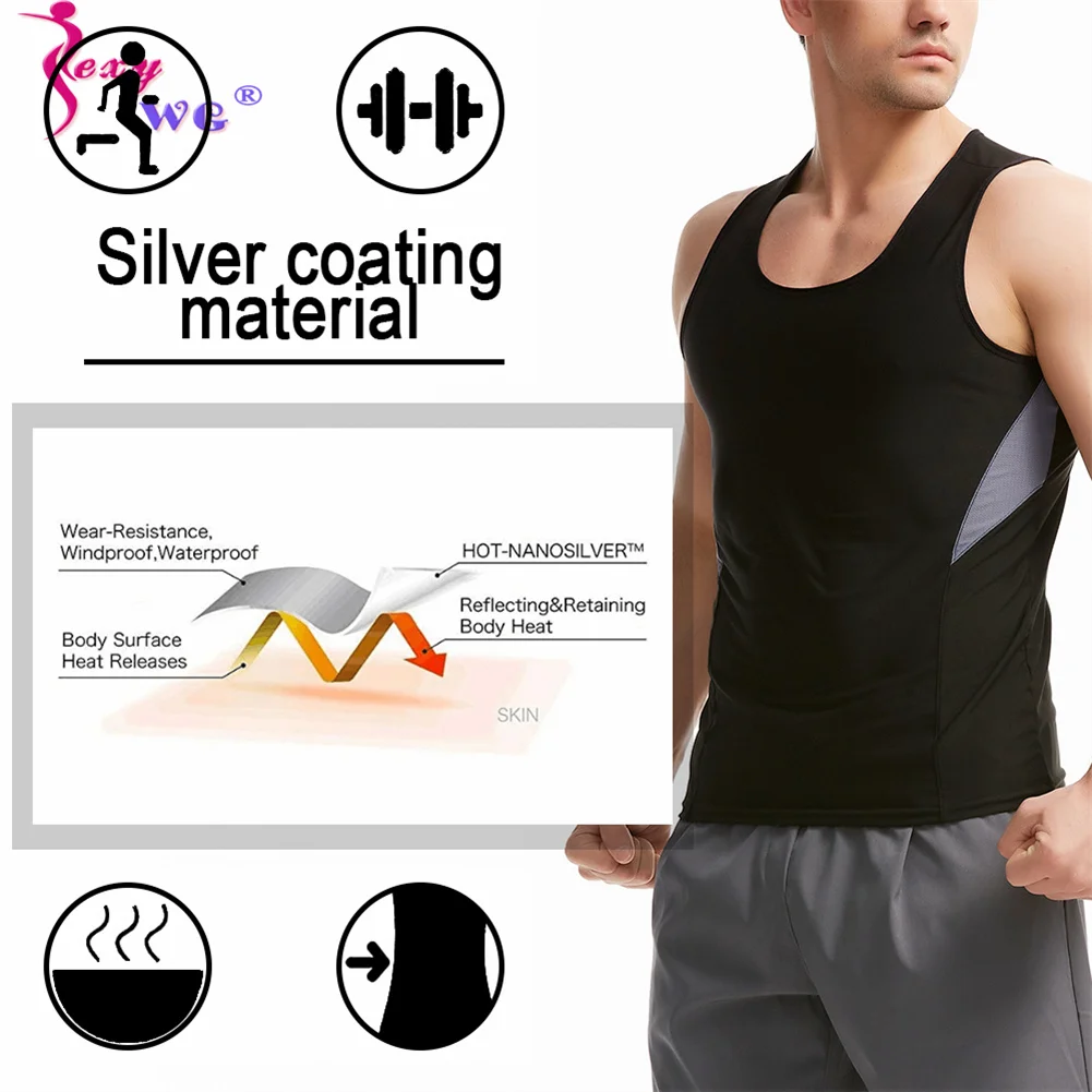 SEXYWG Men Sauna Sweat Suit Workout Compression Shapewear Gym Body Shaper Vest Slimming Short Sleeve Waist Trainer Sports Jacket