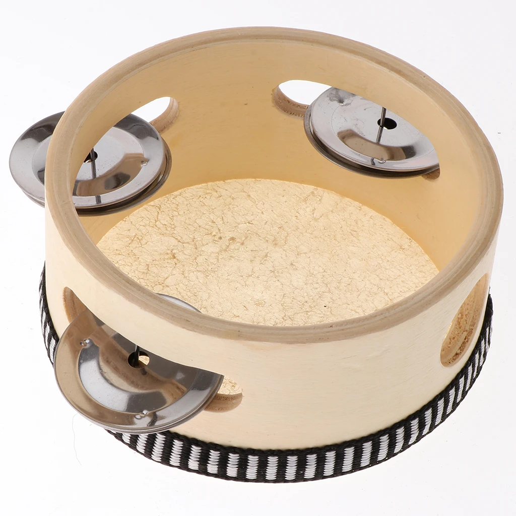 4/6inch Hand Held Wooden Tambourine Percussion Drum Kids Musical Children Percussion Instrument Educational Toys hand tambourine