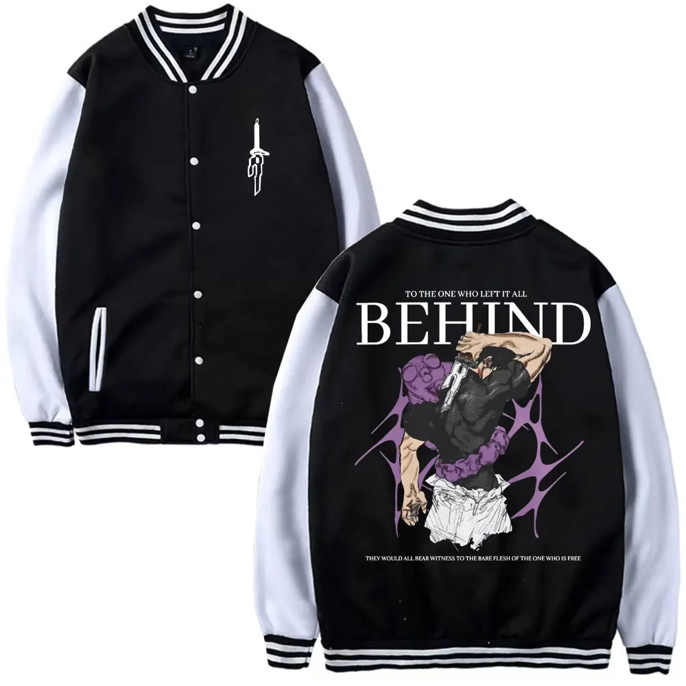 

Anime Jujutsu Kaisen Fushiguro Toji To The One Who Lfft It All Behind Print Baseball Uniform Men Fleece Black Baseball Jacket