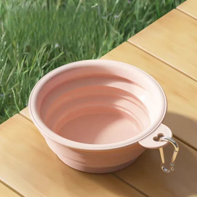 2pcs Collapsible Pet Silicone Dog Food Water Bowl Outdoor Camping Travel Portable Folding Supplies Dishes with Carabiner 6