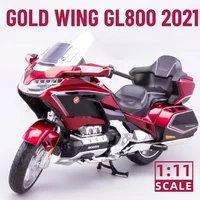 1:11 Honda Gold Wing GL800 2021 Motorcycle Model Toy Car Linkage Steering Shock Absorption Motorbike Models Boys Birthday Gifts 1