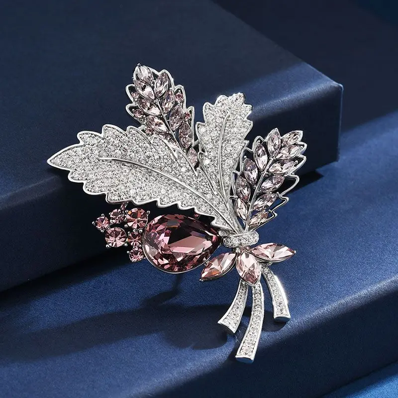 2024 New Retro Bouquets Crystal Micro-inlaid Zircon Brooch for Women Coconut Flower Corsage Luxury Accessories Pin Jewelry