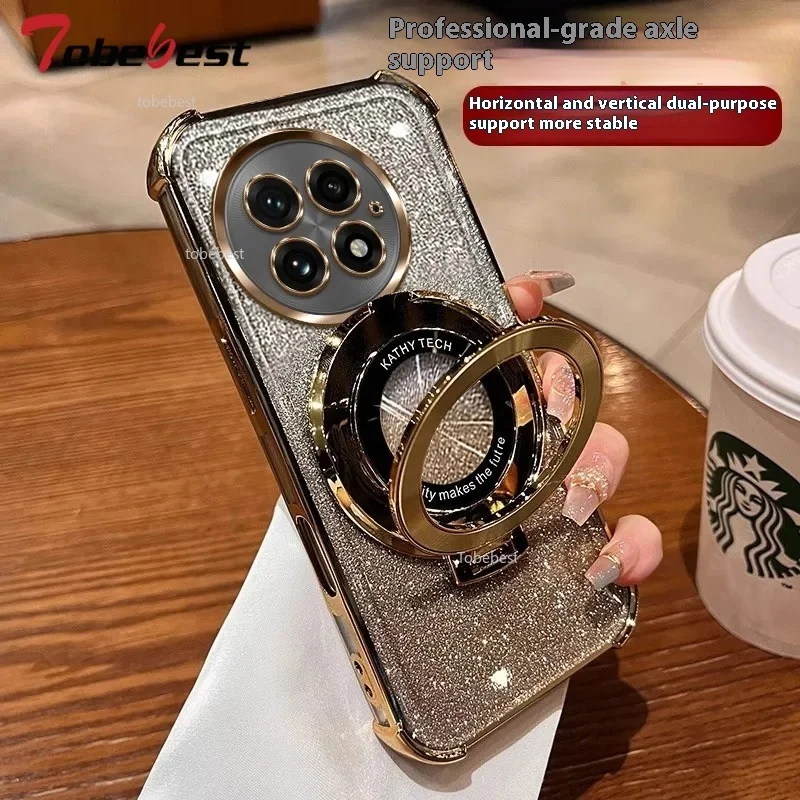 Shockproof Glitter Plating Magnetic Holder Silicone Case