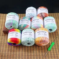 Cotton Lace Yarn for Knitting, Crochet Thread, Worsted 100% Algodon, Rainbow Color, Sweater Scarf, 40g, 2