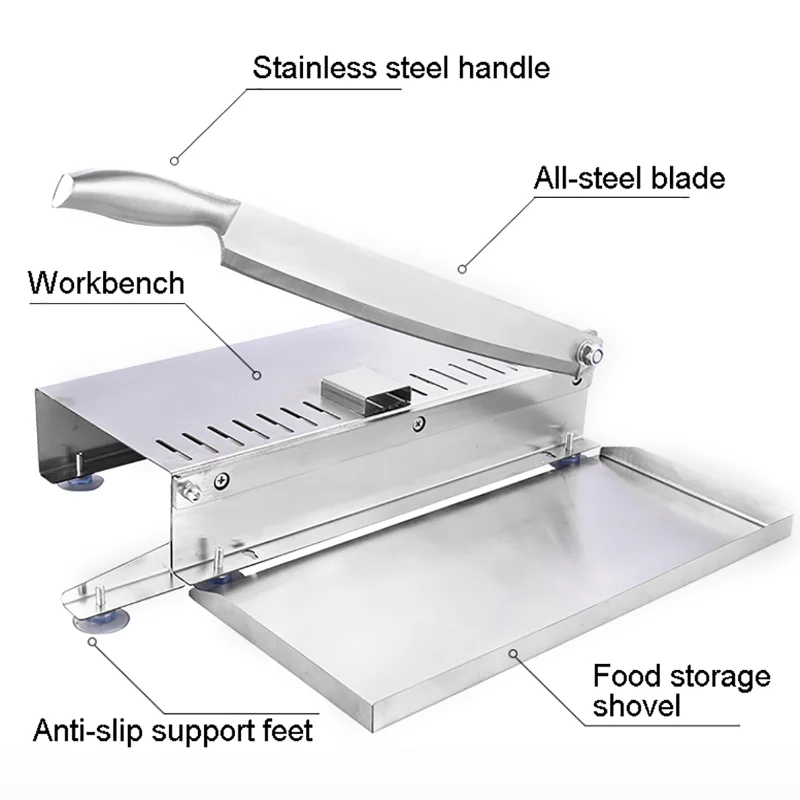 Food slicer Food Cutter Slicing Machine Beef Bacon Fish Frozen Meat Stainless Steel Home Cutting Adjustable Slice Thickness Kitchen Tool