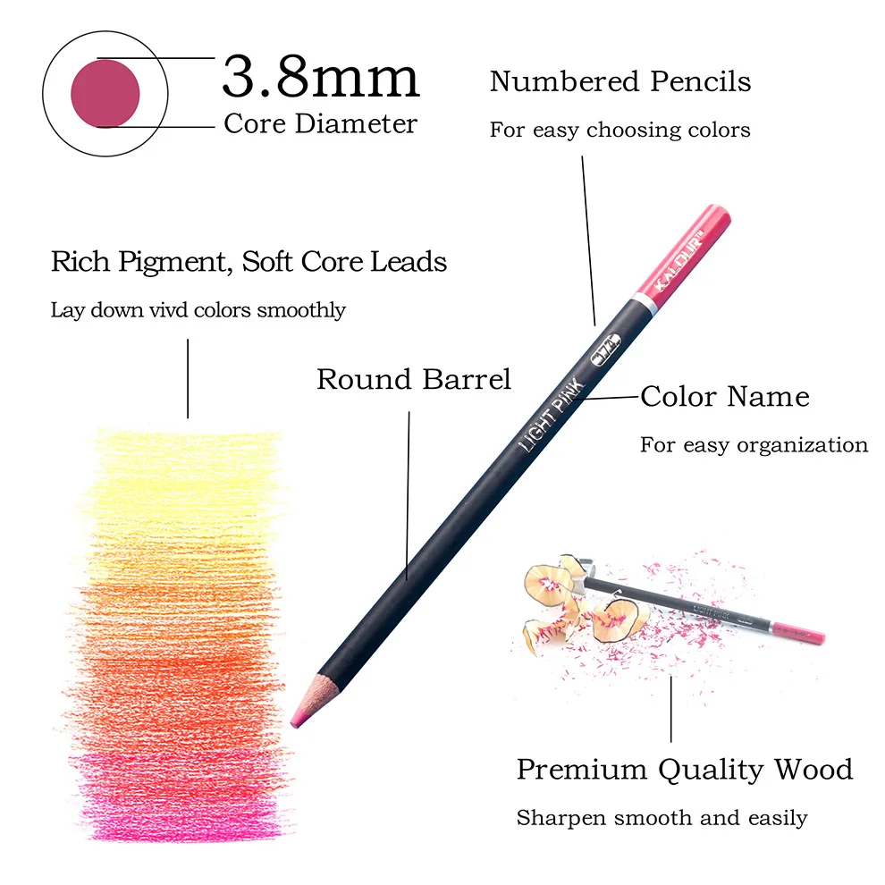 KALOUR Artist's Professional Oil Colored Pencil Set - Premium Coloring and Sketching Art Supplies
