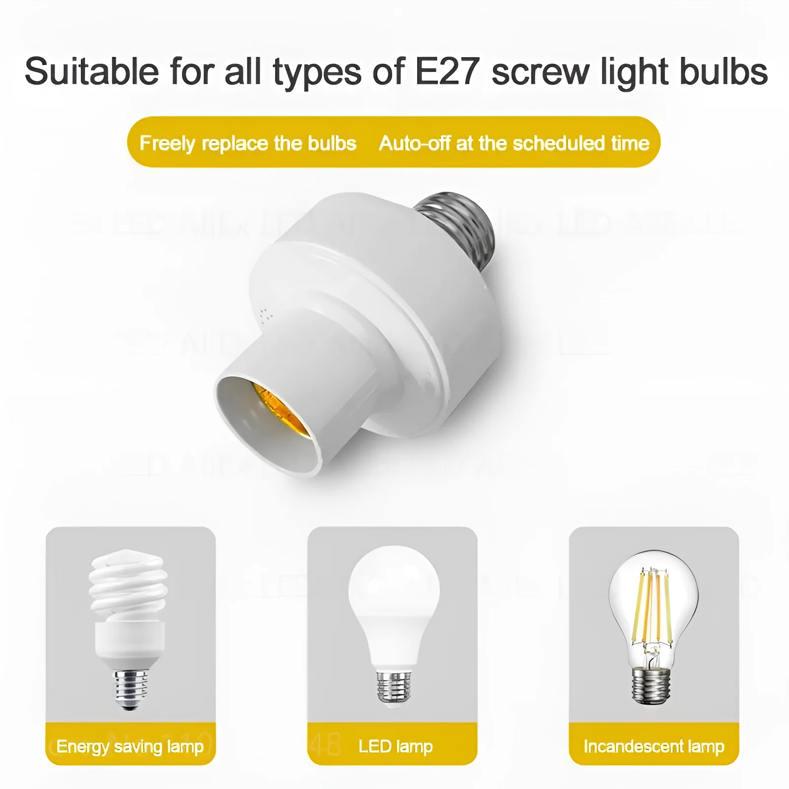 Wireless remote control smart timer switch E27 to E27 lamp holder AC220V house multi light switch baby room bedroom timer lamp holder lamp bulb holder lamp base