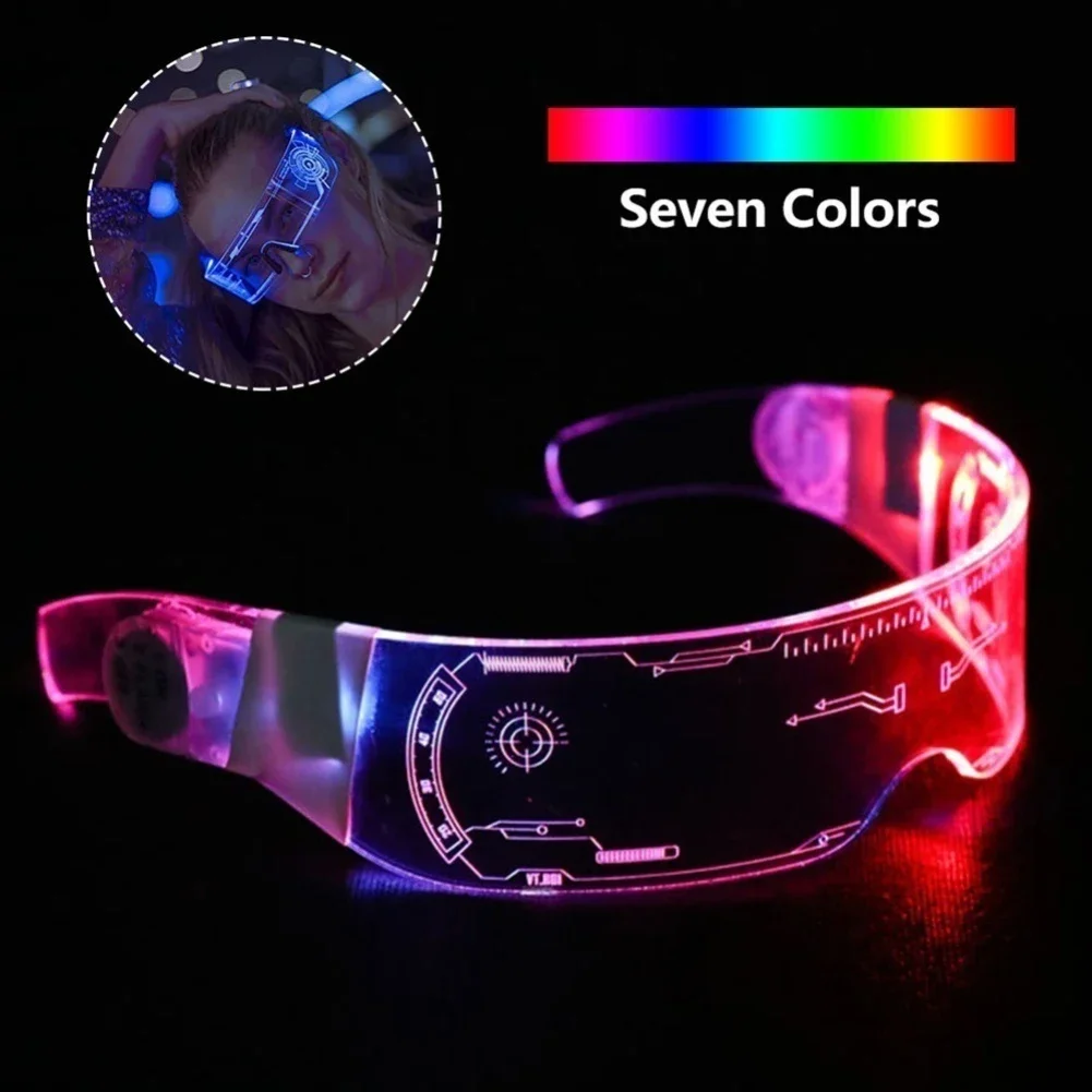 LED glasses glowing at night