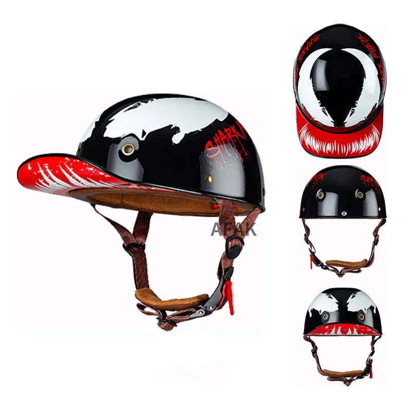 

Hot Sales Baseball Cap Helmet Motorcycle Vintage Retro Helmets Summer Open Face Scooter Cruiser Chopper Gangster with Windscreen