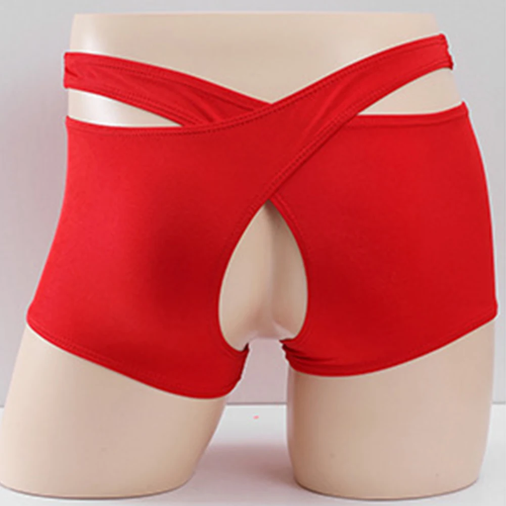 

Трусы-боксеры мужские с открытой промежностью, популярное нижнее белье из смеси хлопка, удобные шорты, пляжная одежда, трусы, пляжная одежда