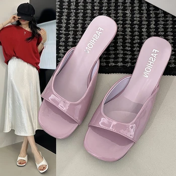 2025Summer Wedges Low Heel Women Slippers Fashion Open Toe Party Dress Slides Outdoor Slip On Sandalias · 1