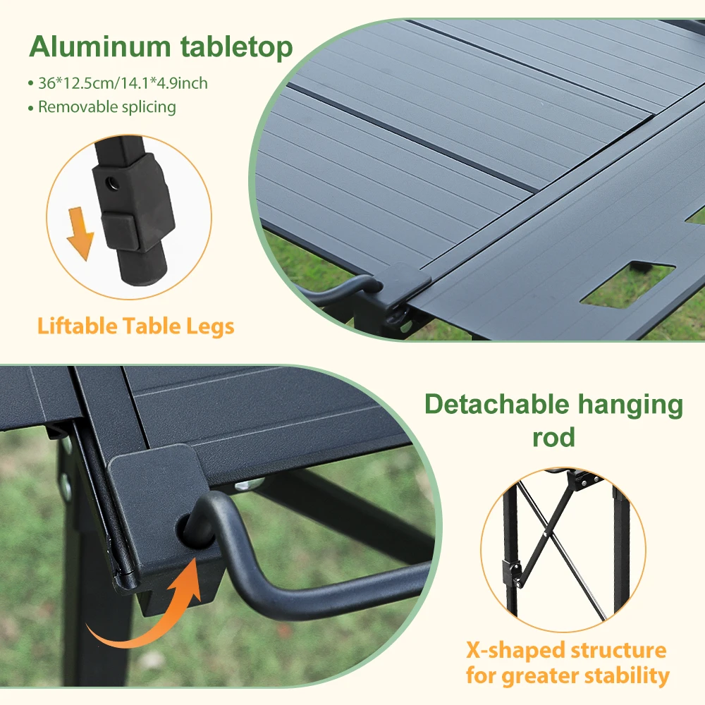 拡張可能な多機能バックパックロールテーブル、調節可能な脚デスク