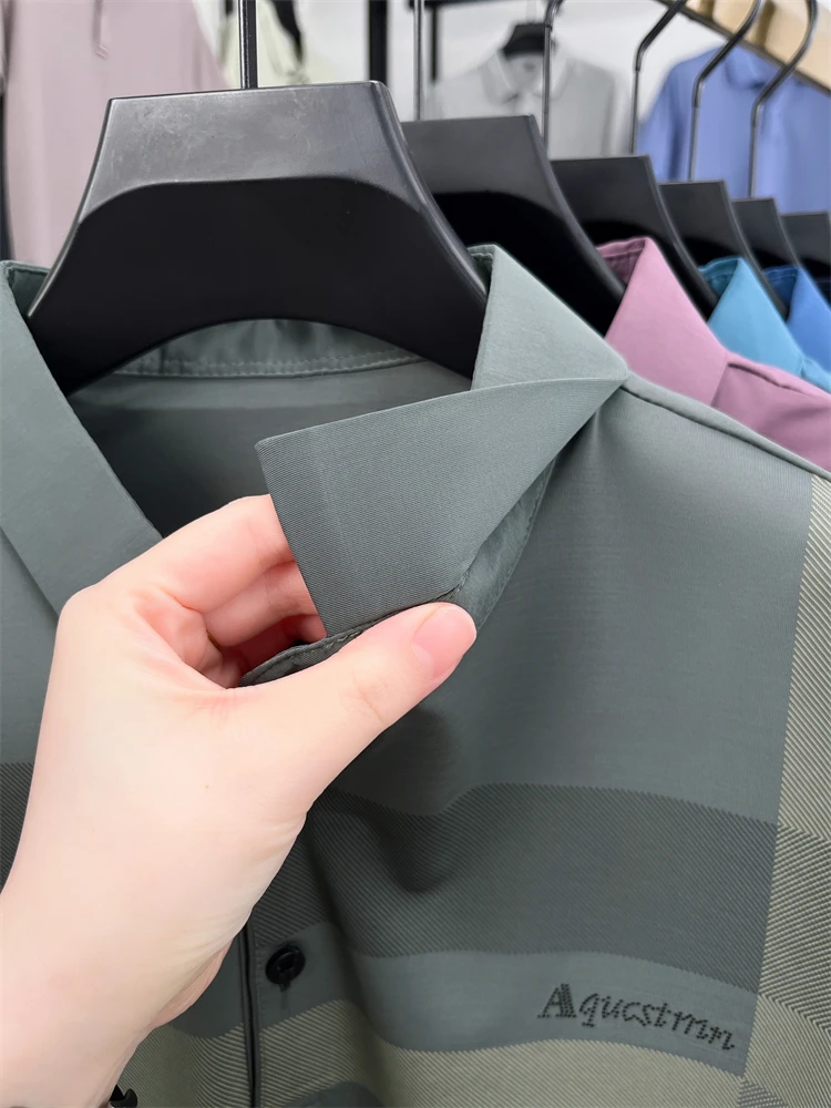 Summer High-end Luxury Men's Polo Shirt Lapel Stripe Print Short-sleeve Seamless T-shirt British Business Fashion Top Men's Wear 26 S854b3424338a4a178daea407bbedbe7f6