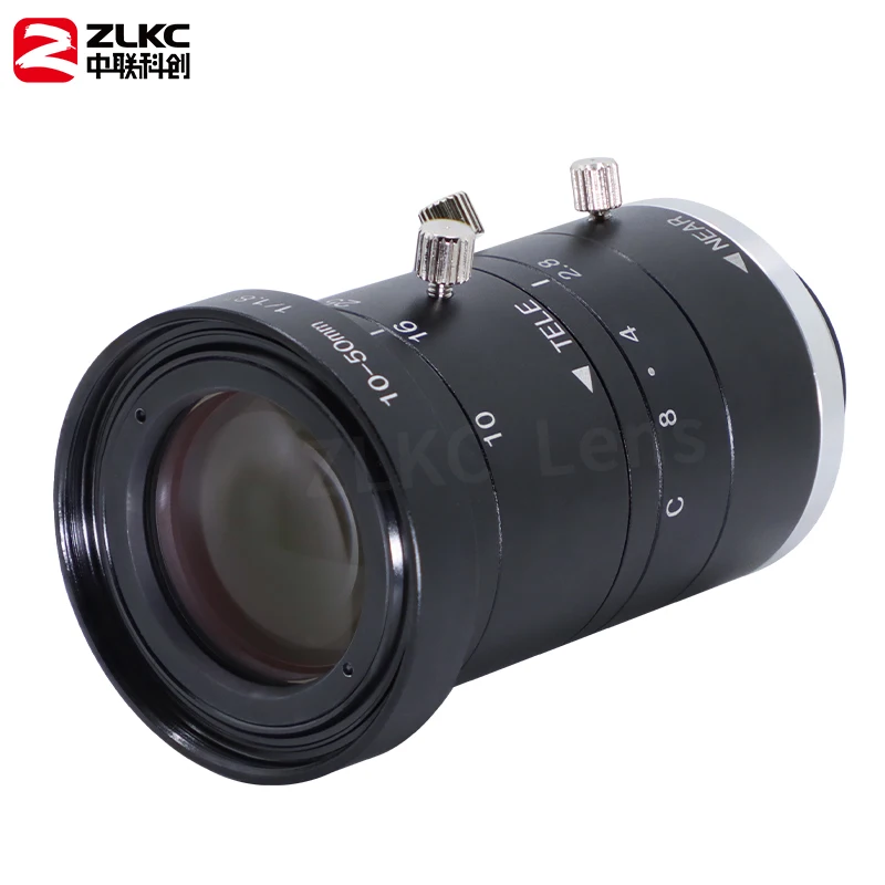 ZLKC CCTV 8.0Megapixel 10-50mm Zoom Lens 1/1.8 Inch Manual Varifocal Iris F2.8 C Mount for Machine Vision Camera Low Distortion