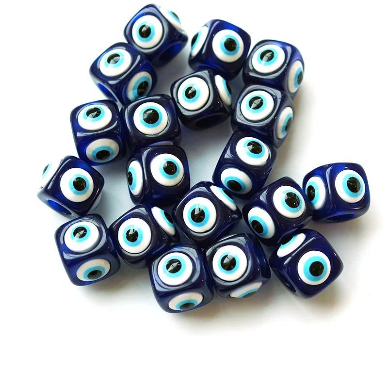 1pcs 12-16mm Resin large Hole Square Bead material accessories Turkish Blue  Eye accessories Demon Eyes DIY jewelry accessories - AliExpress