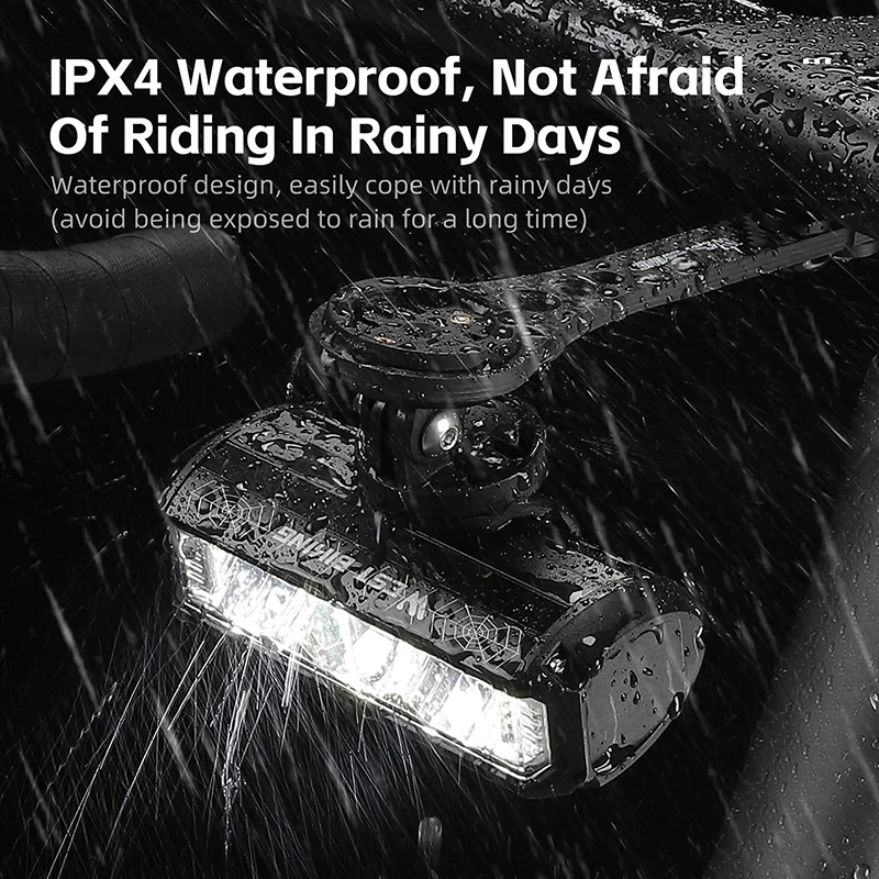 WEST BIKING High Brightness Bicycle Light 1750 Lumen IPX4 Waterproof Type-C Charging Cycling LED Flashlight MTB Road Bike Light