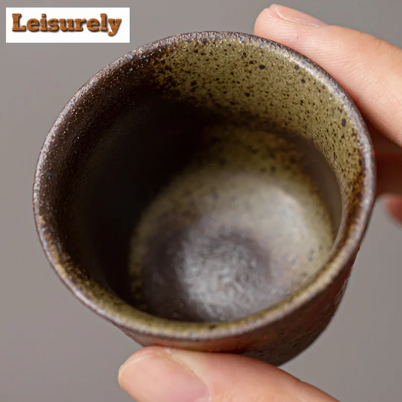 2pc/lot Kiln Change Red Old Rock Mud Horseshoe Teacup Handmade Tea Bowl Single Cups Smelling Cup Jianzhan Master Cups Tea 45ml