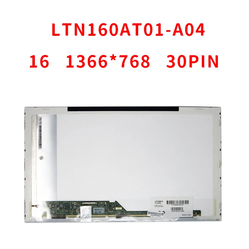 

LTN160AT01-A04 LTN160AT01 A04 LED Screen Matrix for Laptop 16.0" HD 1366X768 30Pin Glossy LCD Display Replacement