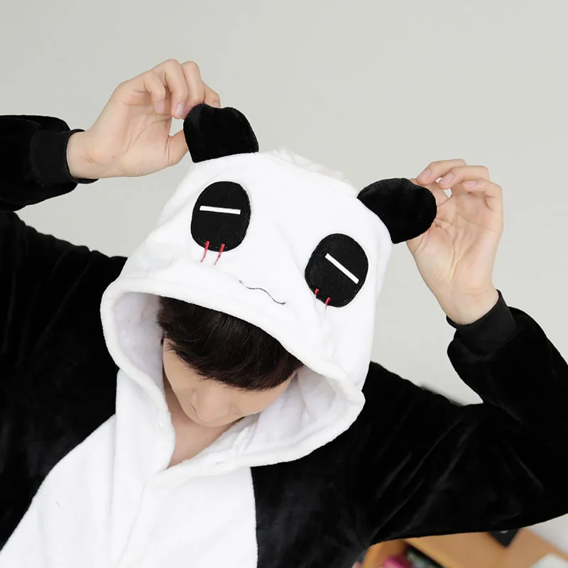 Anime Adult Panda Cosplay Halloween Costumes Black Onesies Jumpsuit Xmas Carnival Funny Pajamas Kigurumi