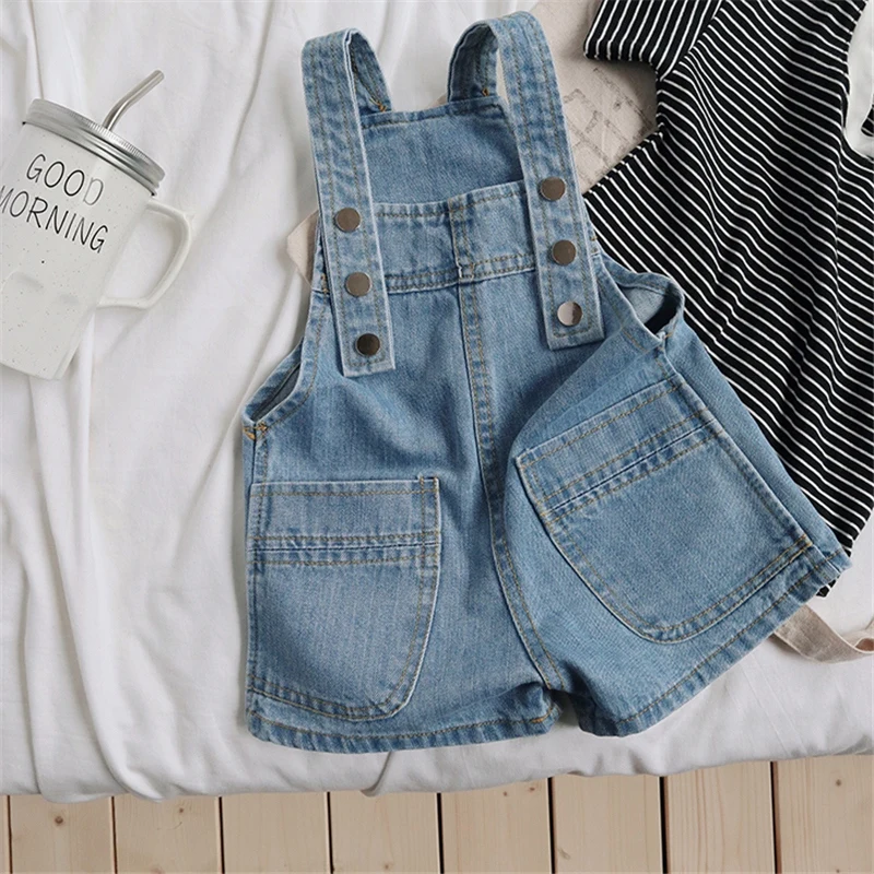 Kids Outfits Summer Kids Boys Girls Cowboy Braces Rompers Infant Baby Denim Bib Shorts Casual Suspender Jeans Shorts Pants