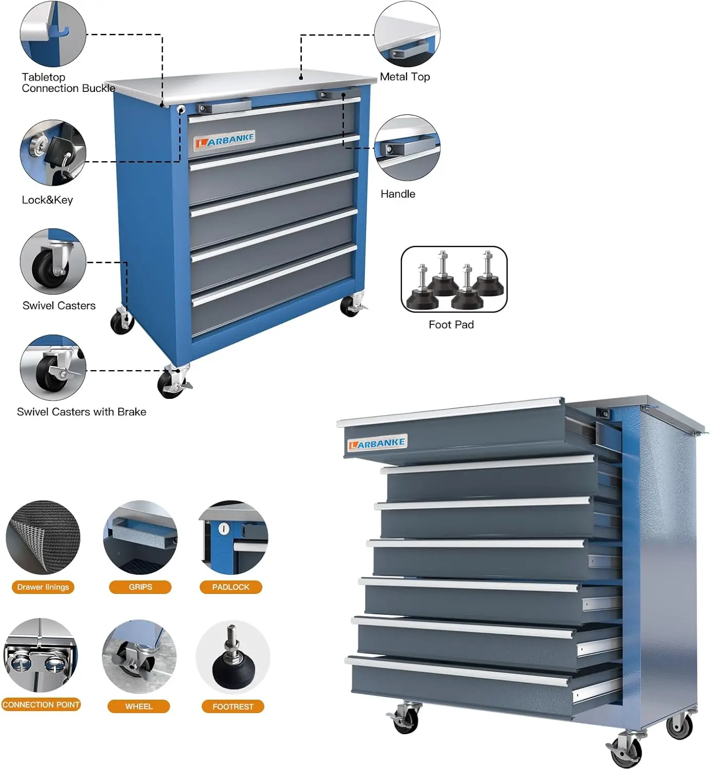 12 Drawer Tool Chest Stainless Steel Countertop 7 Drawer Tool Chest 5 for Connected Use Locking