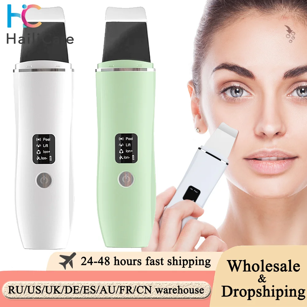 

Ultrasonic Skin Scrubber Blackhead Remover Facial Cleanser 4 Modes Peeling Shovel Face Lifting Tool EMS Spatula Deep Cleansing
