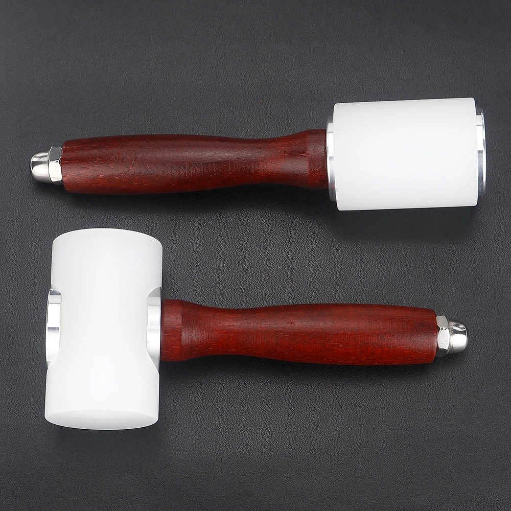 1Pcs Leather Carve Hammer Wood Handle Nylon Hammer Professional Leathercraft Punch Printing Percussion DIY Tool