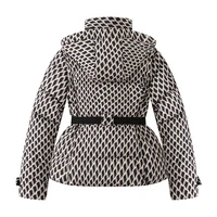 Women's Winter Hooded High Waist Padded Sport Parkas Coats with Belt 3
