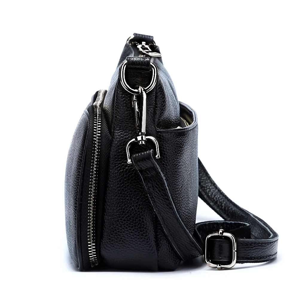 Zency Women's Handbag 100% Genuine Leather Ladies Shoulder Crossbody Messenger Bag Fashion Hobos Black High Quality 5