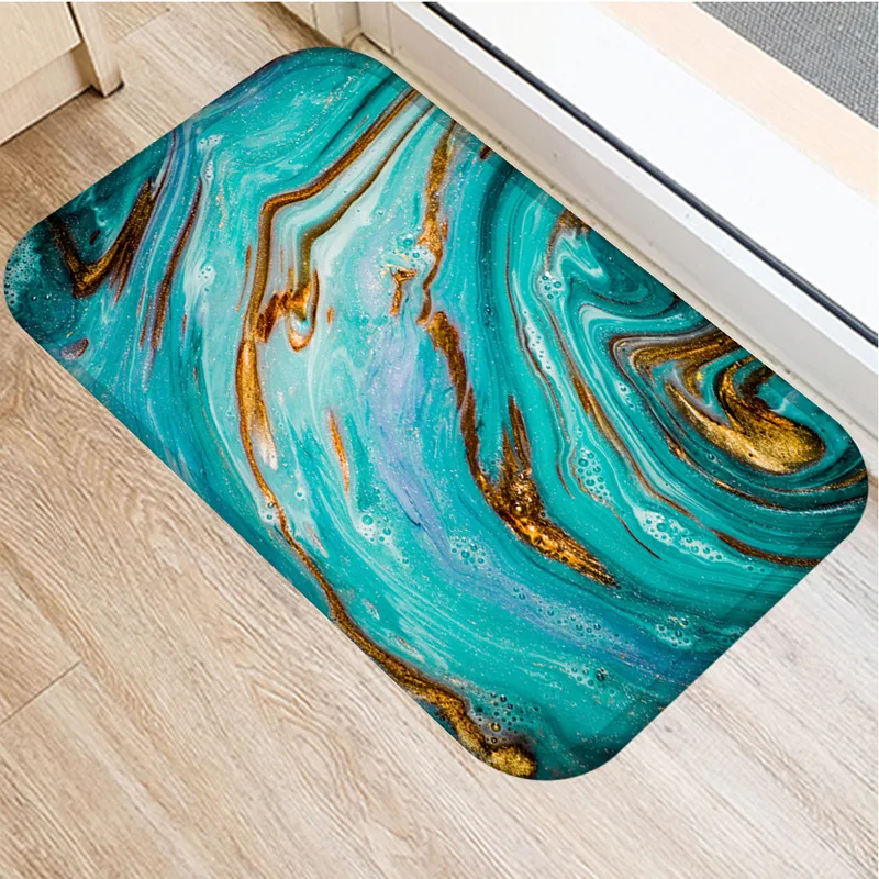 

1 Pcs Marble Doormat Kitchen Carpet Anti-Slip Nordic Style Colorful Marble Map Velvet Bottom Door Floor Room Dustproof Mats