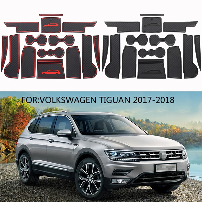 

Car Door Groove Mat For Volkswagen VW Tiguan 2017 2018 Door Slot Pads Modified Dust Pad Storage Pad Car Interior Accessorie