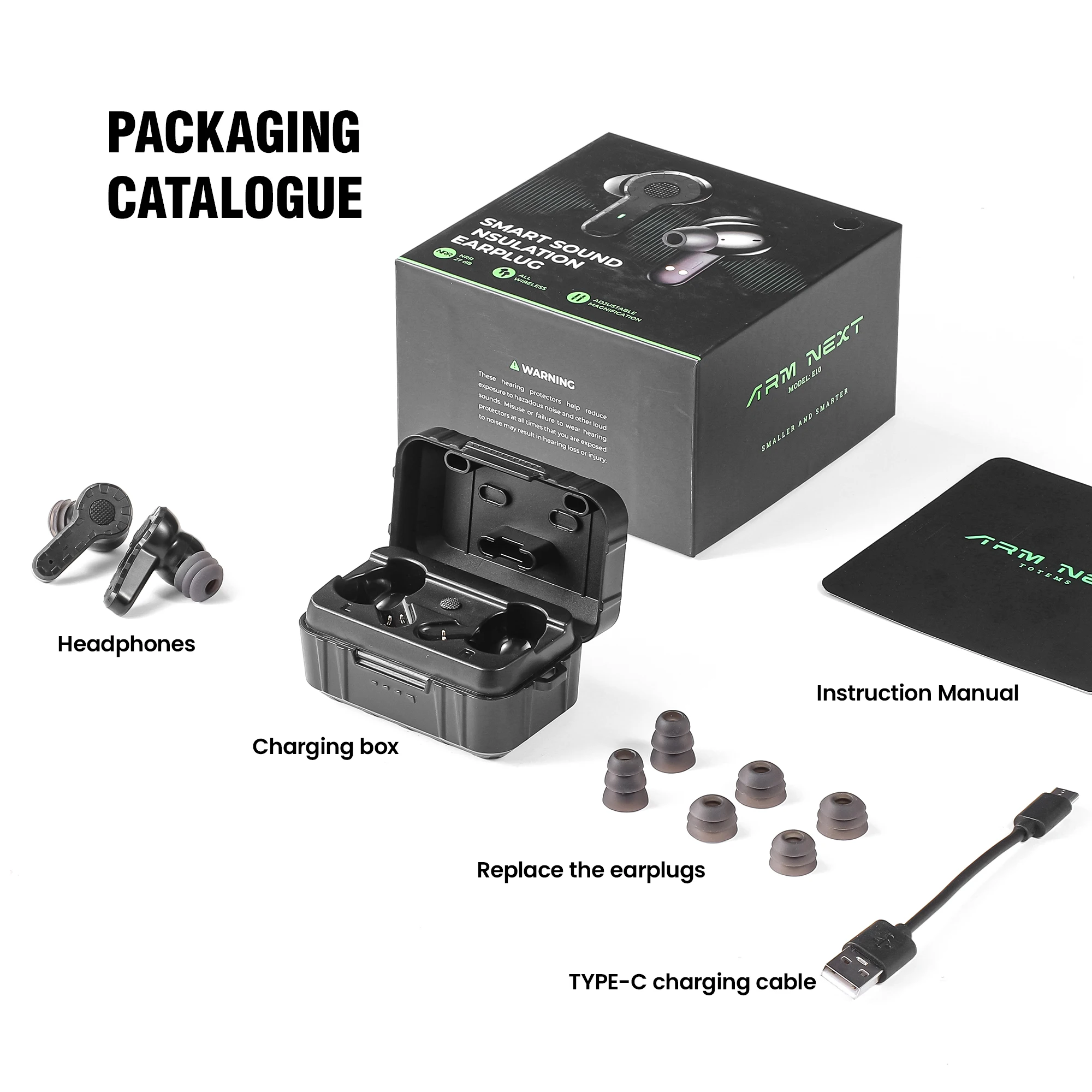 ARM NEXT tactical headset  anti-noise earplugs noise-cancelling for shooting hearing protection NRR27dB view 6