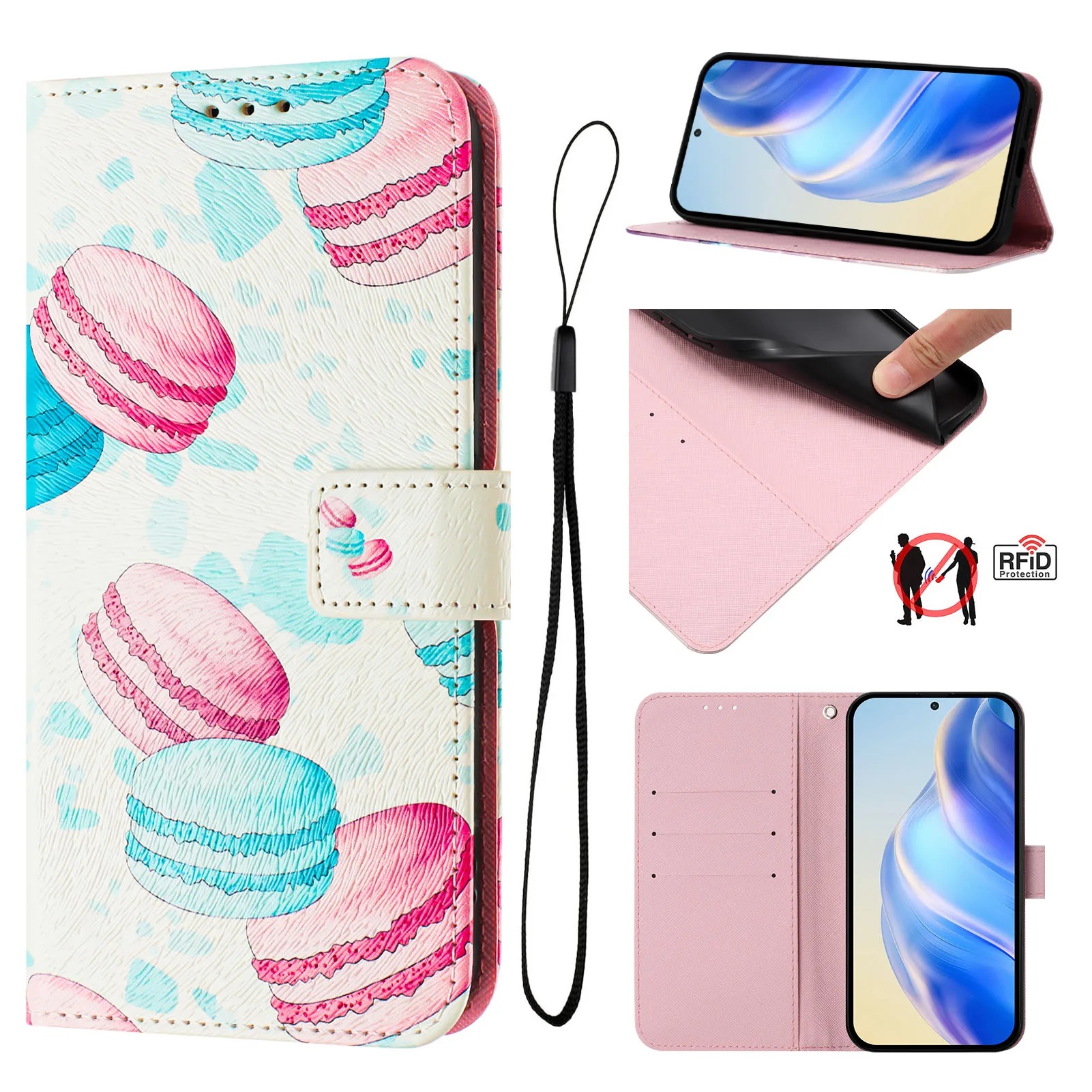 Leather Magnetic Flip Wallet Phone Case with Card Slots and Holder