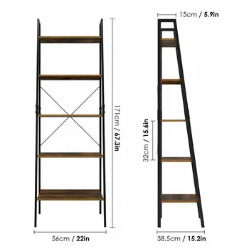 Homfa Industrial Bookcase with 5 Shelves Library Shelf 2