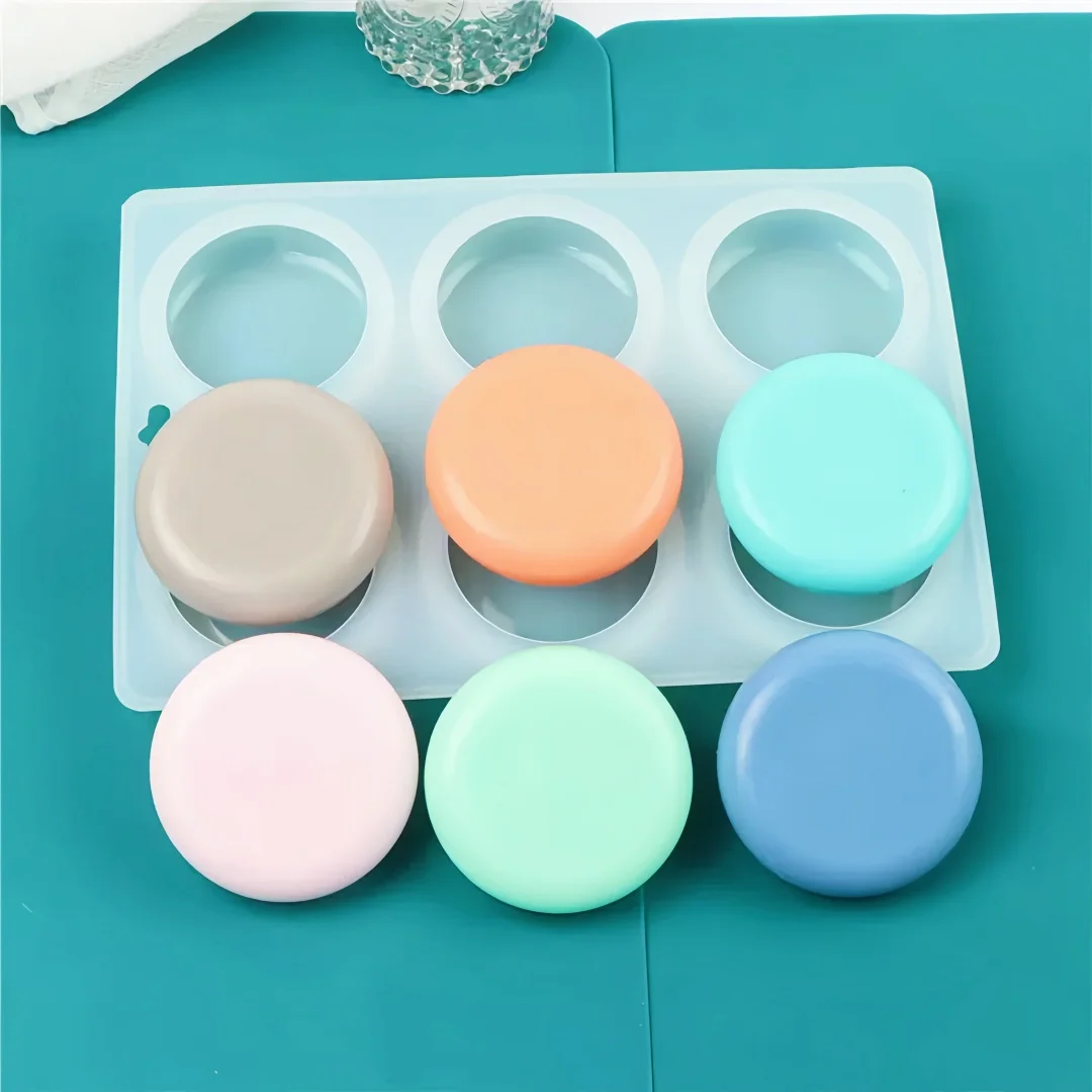 6 Holes Round Handmade Soap Silicone Molds DIY Wax Gypsum Plaster Mould
