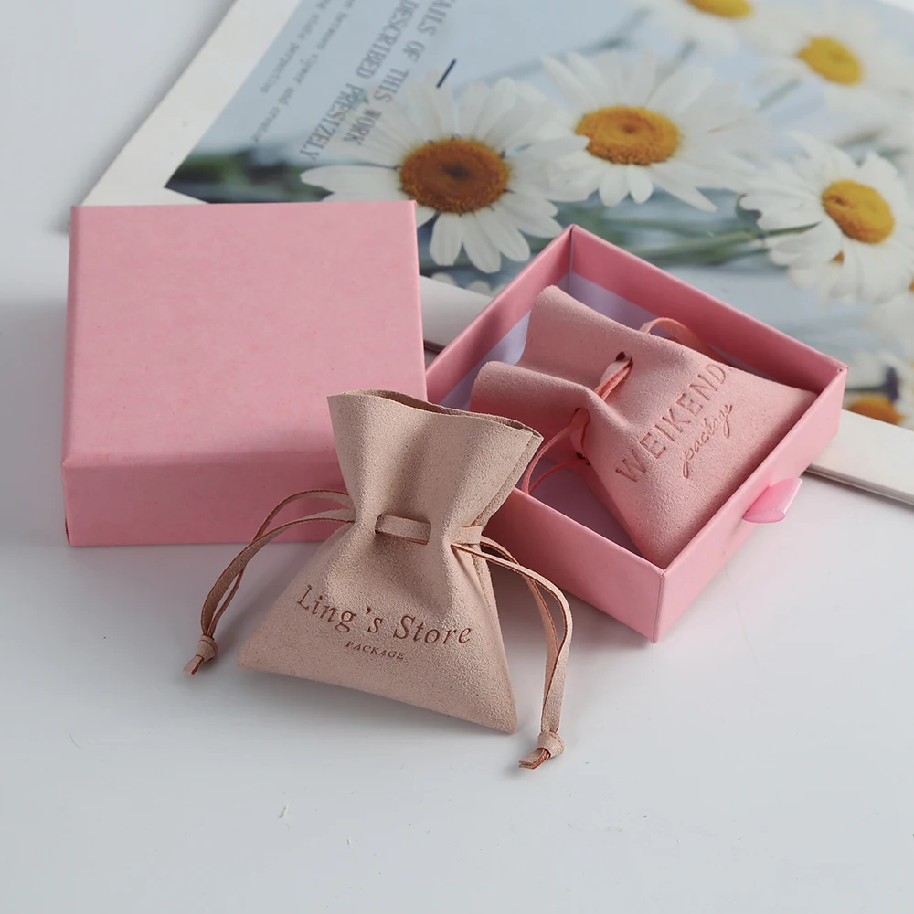 100pcs Customize Logo Print Velvet Jewelry Pouches Small Business Packaging Drawstring Microfiber Ring Earings Gift Candy Bags