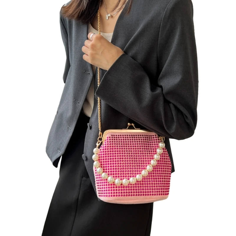 Shaped Bag with Decorative Chains Trendy Shoulder Bags Handbag for Ladies