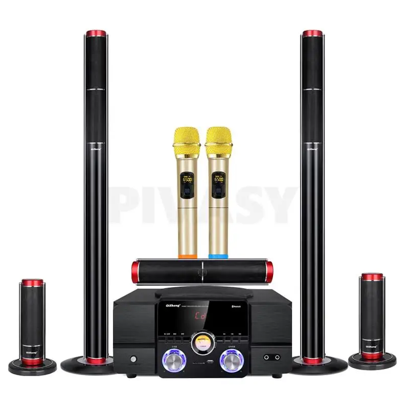 3 Inch HiFi Fever High Power Bluetooth Subwoofer Three-Way Active Speaker 5.1 Wooden PC Home Theater Audio Set 8Ω Fiber Coaxial 2