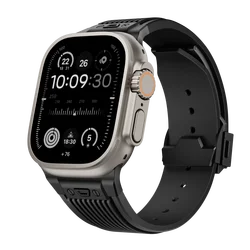 Silicone Sports Strap for Smartwatch - Durable Rubber Band Bracelet (Black - B)