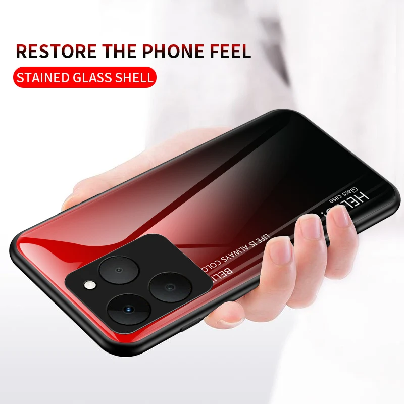 Gradient Tempered Glass Hard Back Protective Case - Shockproof Bumper