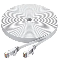 High - Speed Flat Gigabit Ethernet Network Cable, Bare Copper RJ45, Various Lengths Available - 20M (CAT 6 White Flat)
