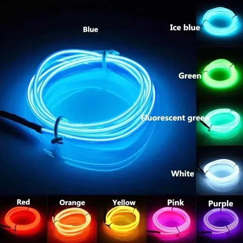 5M Car Interior Lighting LED Strip Decoration Garland Wire Rope Tube Line Flexible Neon Light With Cigarette Drive USB