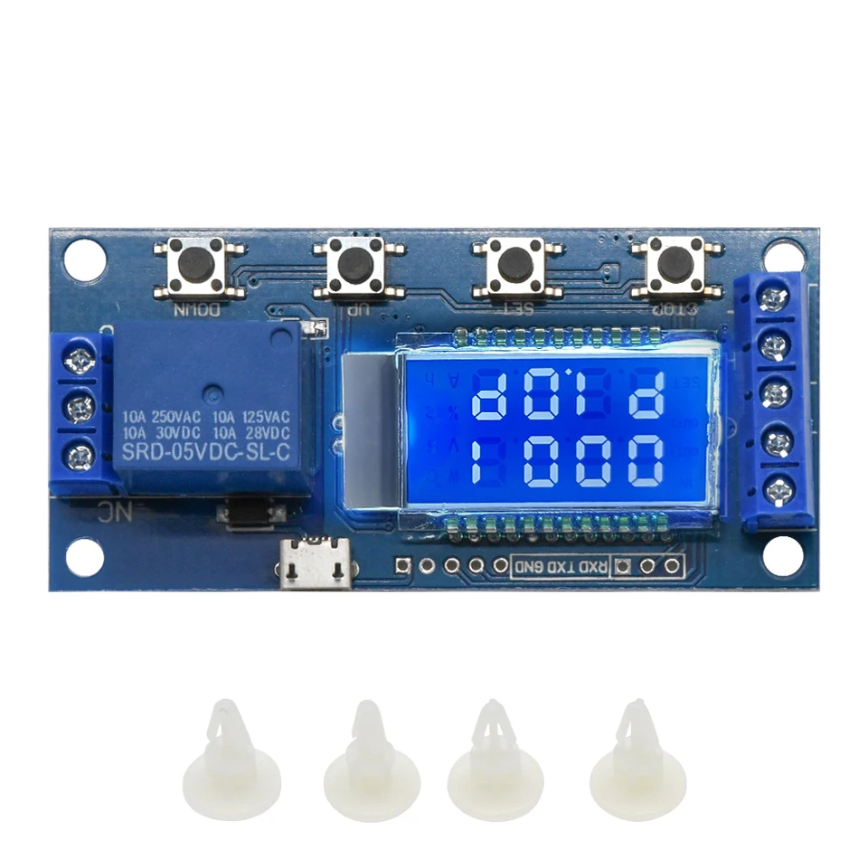 Modulo Relè Temporizzato Con Display LCD – 6-30V, Intervallo 0,01s-9999min, Con Cavo Micro USB, Per Domotica E Automazione