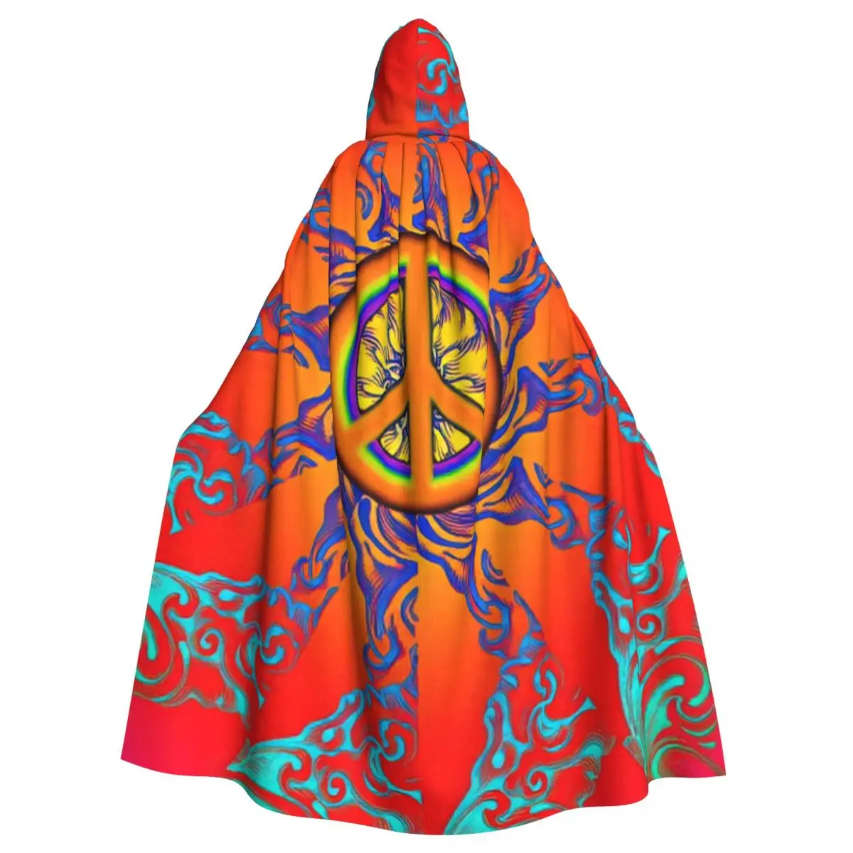 

Hippie Style Hooded Cloak Halloween Party Cosplay Woman Men Adult Long Witchcraft Robe Hood