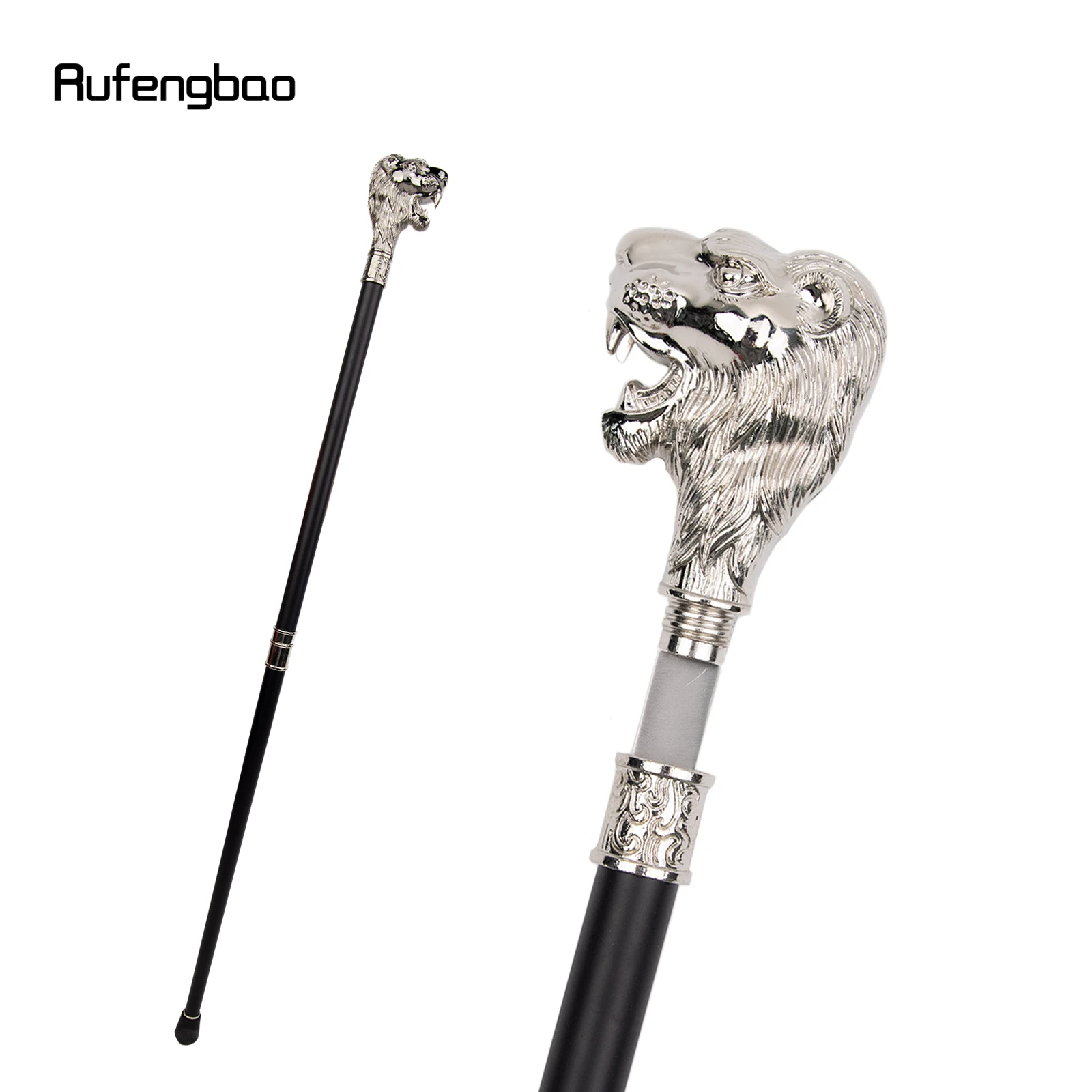 

White Lion Head with Mustache Walking Stick with 26cm Hidden Sword Self Defense Fashion Cane Sword Cosplay Crosier Stick 93cm