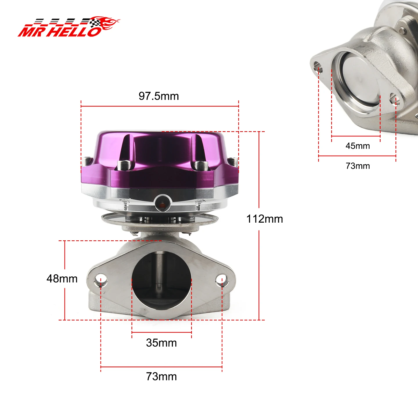Racing car 38mm External Turbo Exhaust Manifold Wastegate with Dump Ring 14PSI