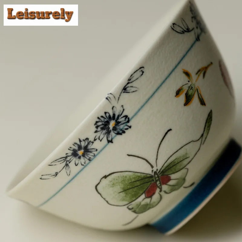 2pc/lot Butterfly Orchid Teacup Boutique Tea Bowl Single Cups Tea-tasting Meditation Cup Chazhan Master Cups Teaware Craft 65ml