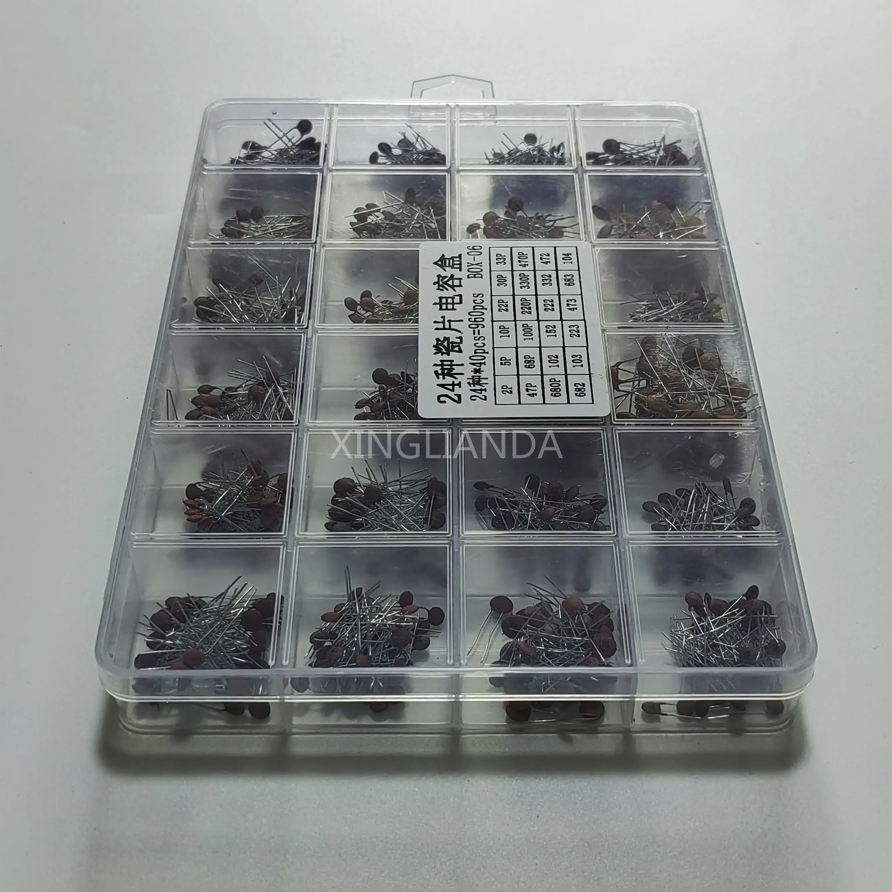 세라믹 캐패시터 모듬 키트 세트 + 박스, 960PCs, 24x40PCs = 960PCs, 50V