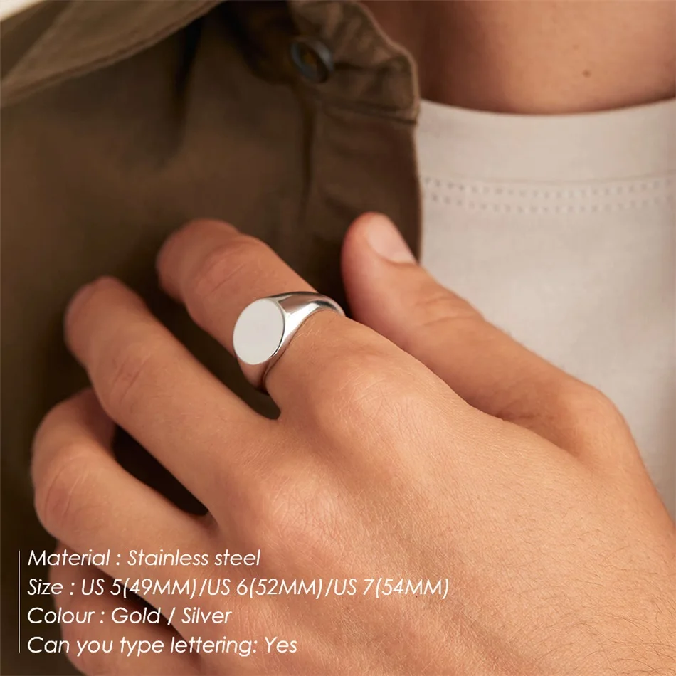 Anello circolare minimalista tridimensionale in acciaio inossidabile Emanco Fashion Style 2025, anello da donna con logo, caratterizzato da lettere, sigilli,_voghion.com